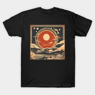 total solar eclipse 2024 japanese beach vintage style T-Shirt